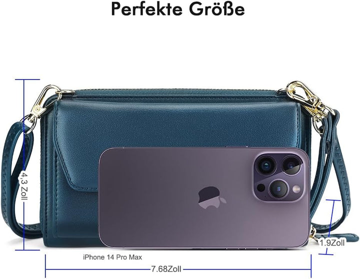 nuoku Geldbörse Damen mit RFID, Kleine Portemonnaie Damen mit Kreditkarten Etuis, Handytasche zum Um