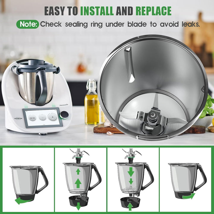 Messer für Vorwerk Thermomix TM5/TM6 - Mixmesser aus Edelstahl mit Dichtring, Zubehör & Ersatzteile