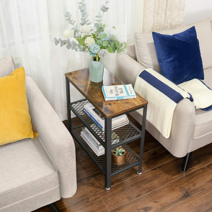 VASAGLE Beistelltisch, Dekotisch mit 2 Gitterablagen, Couchtisch, Flur, Wohnzimmer, Schlafzimmer, Bü