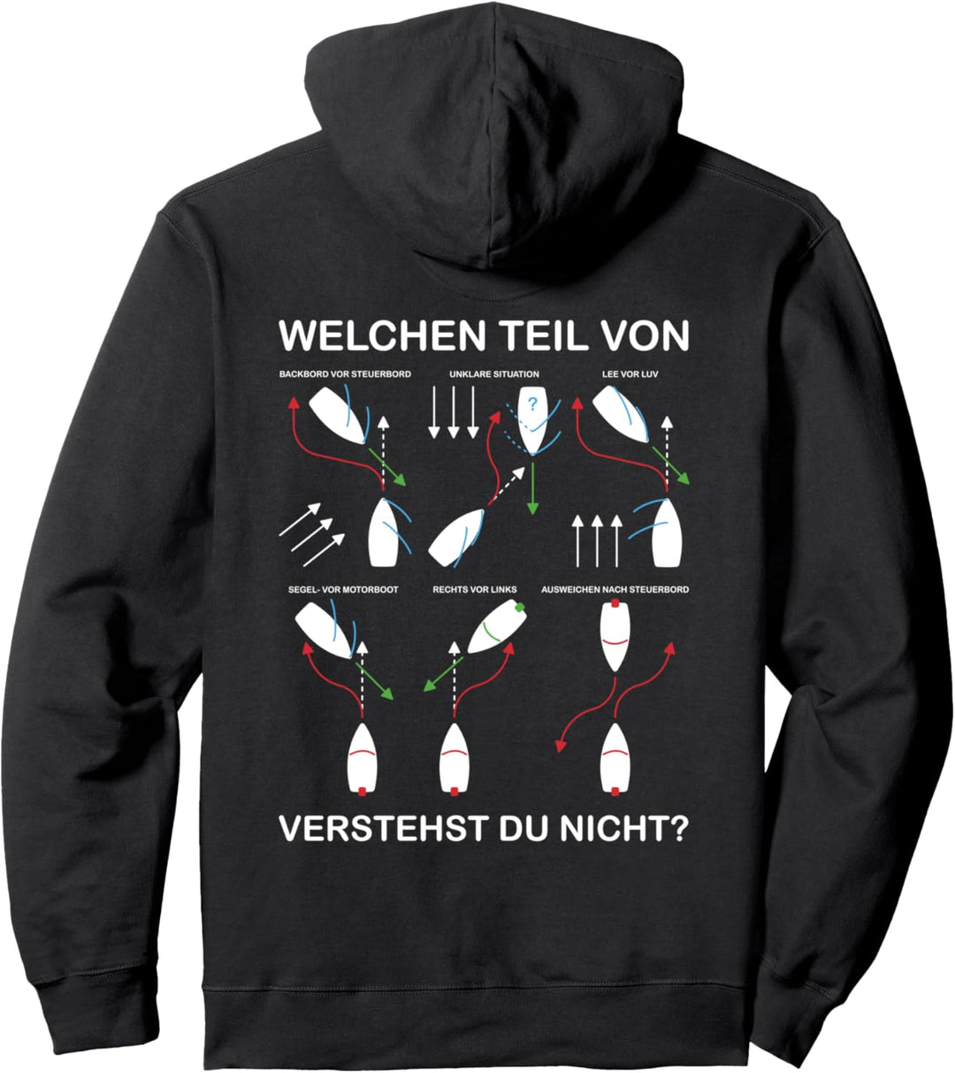 Ausweichregeln KVR Lustiges Boot, Schiff & Yacht Rückenprint Pullover Hoodie