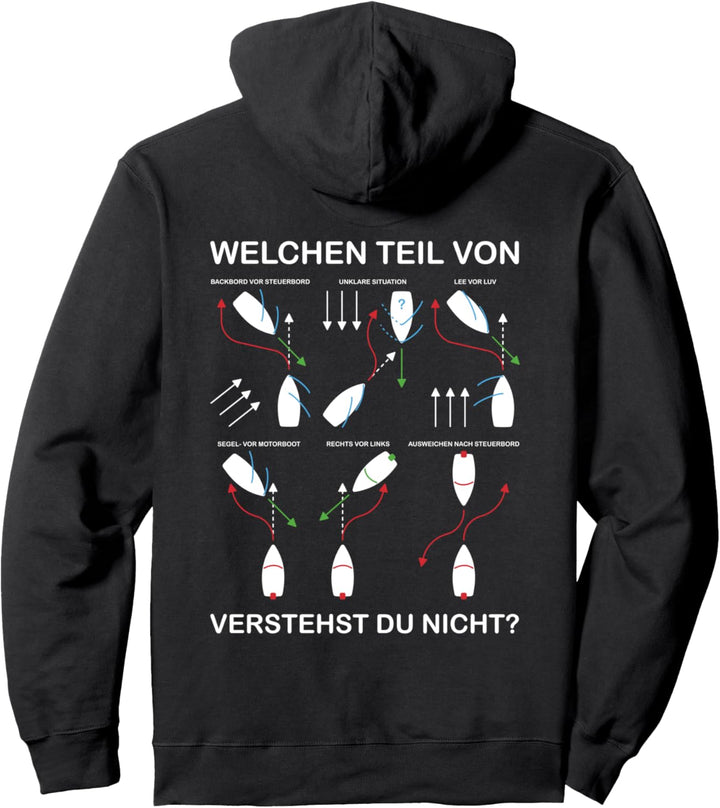 Ausweichregeln KVR Lustiges Boot, Schiff & Yacht Rückenprint Pullover Hoodie