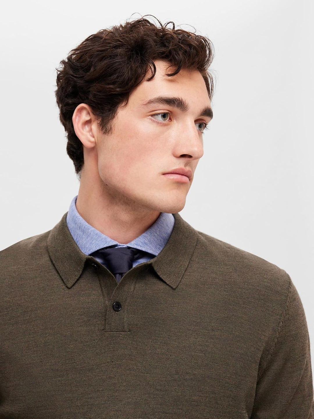 SELETED HOMME Herren Slhtown Merino Coolmax Knit Polo Noos Pullover L Forest Night/Detail:melange, L