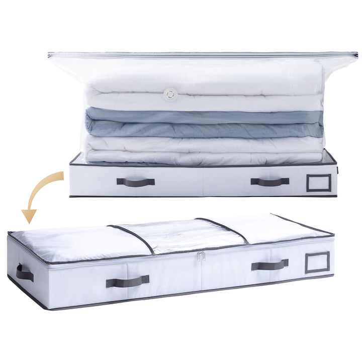 TAILI Vakuum Kleiderbeutel Aufbewahrungsbeutel 105 X 43 X 15 CM 2 in 1 Design Grau und Weiss Vakuumb