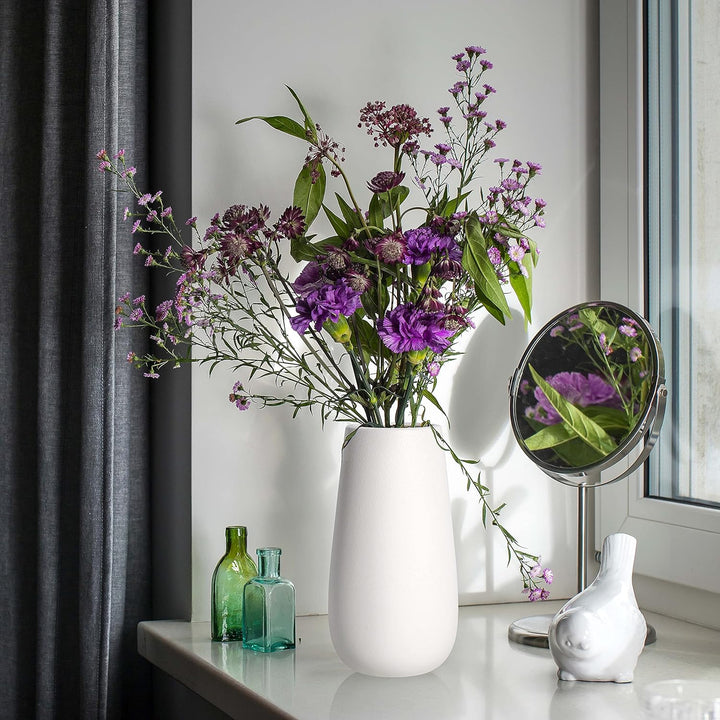 D'vine Dev 25,4 cm Elegante ovale Keramikvase für Blumen Home Decor Vase mit Design Box Schneeweiss