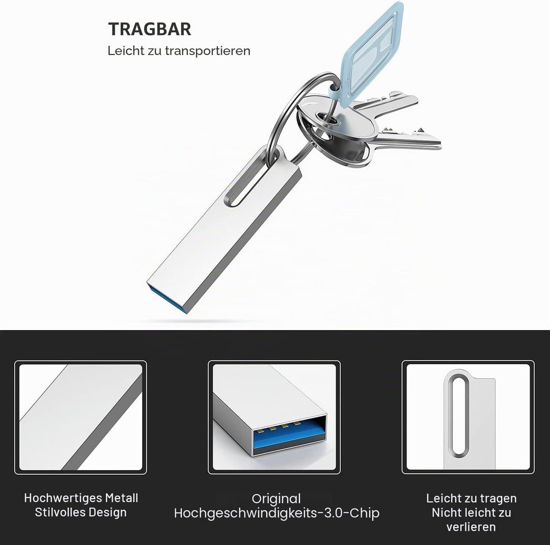 KOOTION 128GB USB 3.0 Wasserdicht Metall Datenstick 128 GB Memory Stick Flash-Laufwerk USB Flash Dri