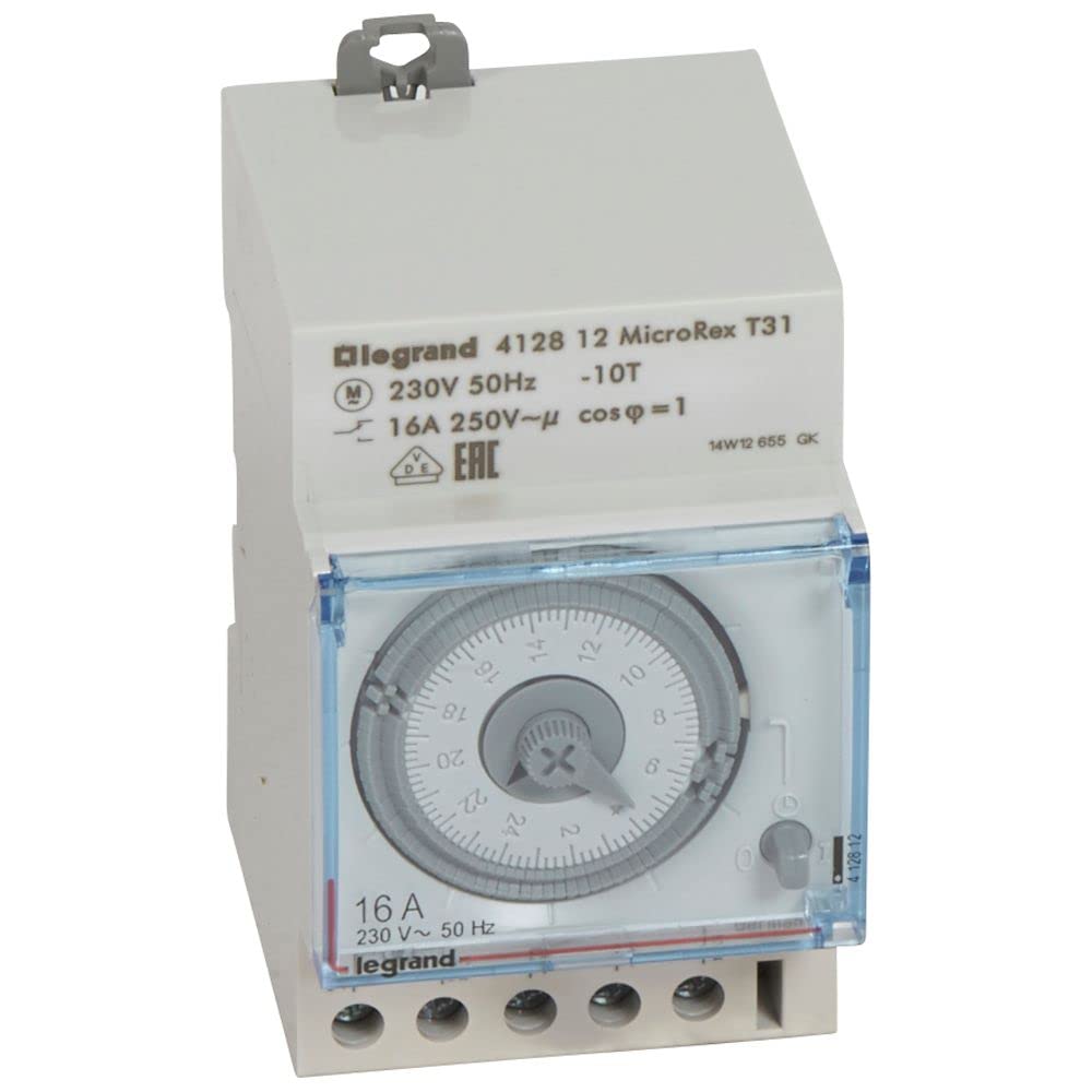 Legrand, programmierbare Zeitschaltuhr MicroRex T31, analog, mechanisch mit 24 Stunden-Programm,ON-A