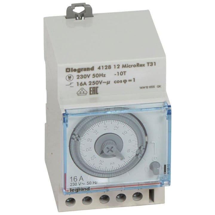 Legrand, programmierbare Zeitschaltuhr MicroRex T31, analog, mechanisch mit 24 Stunden-Programm,ON-A