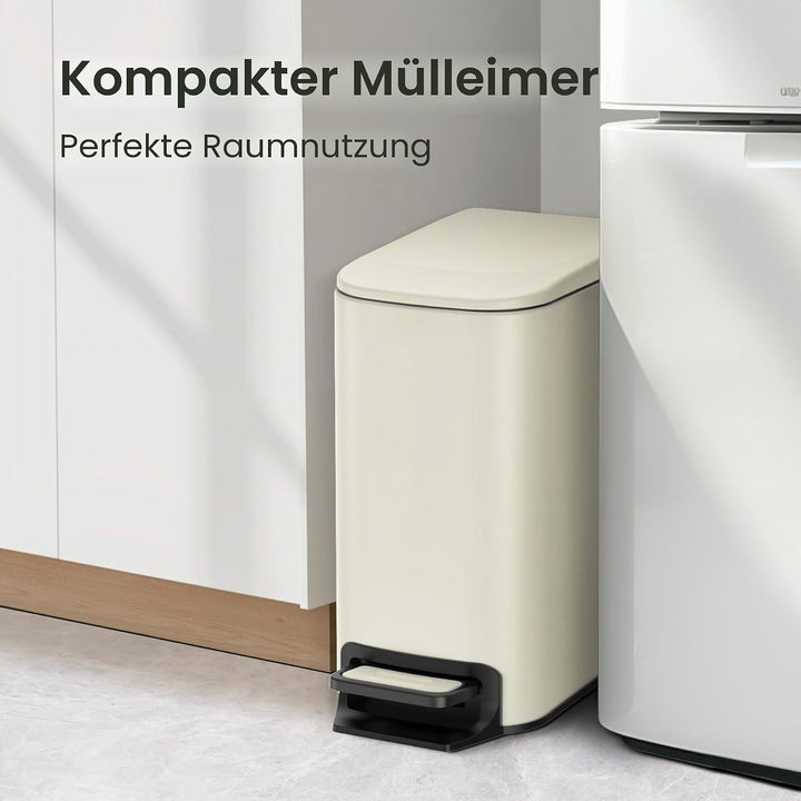 Cesun Kleiner Badezimmer-Mülleimer mit Deckel, sanft schliessend, Trittpedal, 6 Liter Edelstahl-Müll