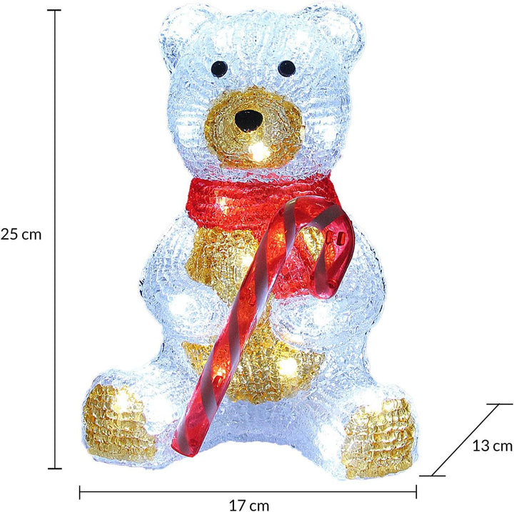 DEUBA® Weihnachtsdeko LED Acryl Figur Teddy Aussen Innen 25cm Gross Weihnachten Eisbär beleuchtet De