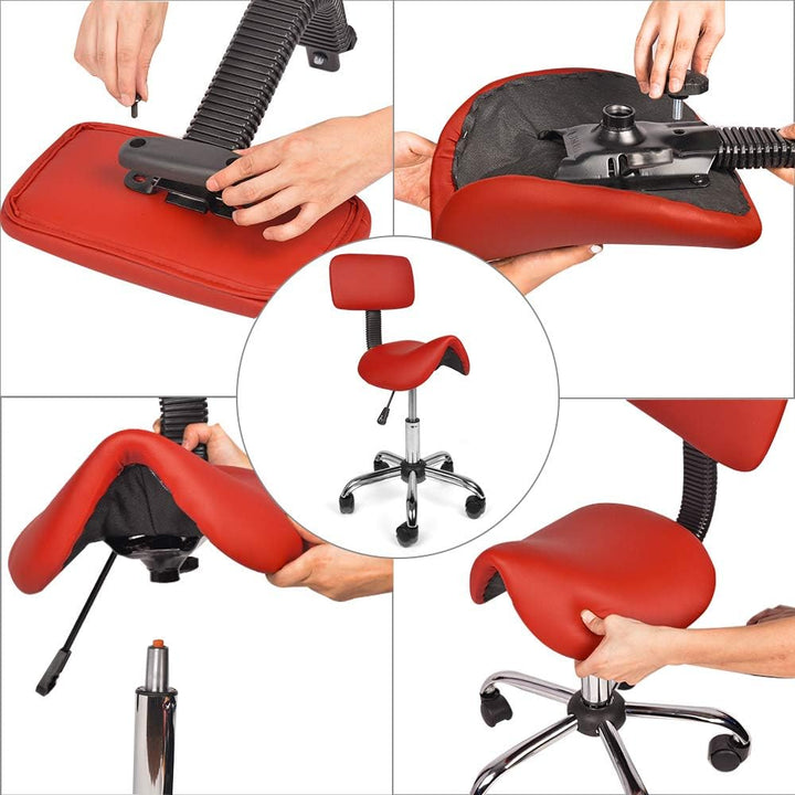 Mingone Sattelhocker Ergonomischer Arbeitshocker 360° Drehbarer Hocker Höhenverstellbarer Bürohocker