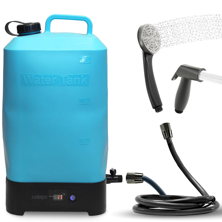 Colapz Tragbare Campingdusche mit Akku & Pumpe – Wiederaufladbare Outdoor Dusche für Camping, Wohnwa