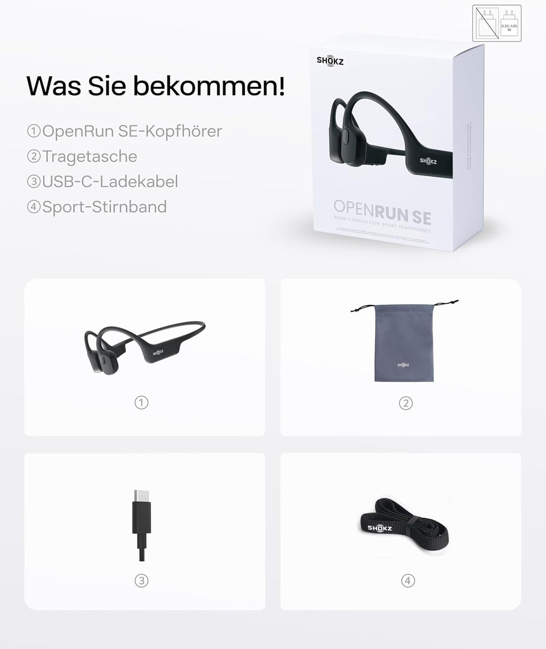 SHOKZ OpenRun Knochenschall Kopfhörer, Open-Ear Sport Bluetooth Kopfhörer mit Noise-Cancelling Mikro