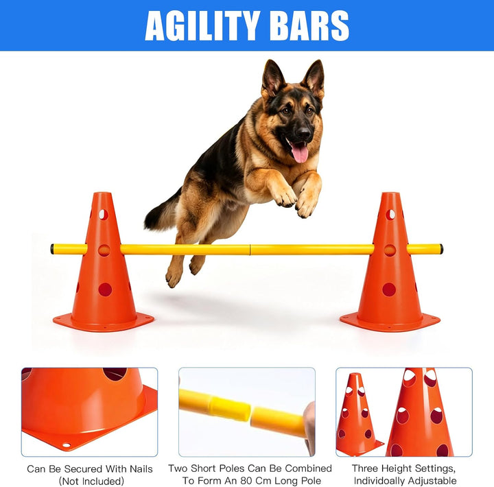 Agility Set Hunde, Agility Trainingsgerät Sports Cavaletti Hunde Steckhürdenset, Kegel Trainingshürd
