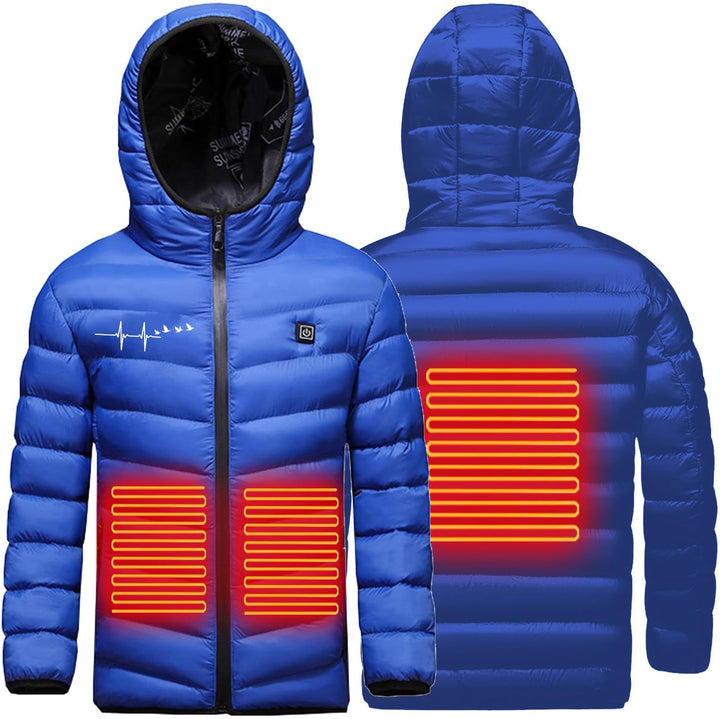 Beheizte Jacke Kinder Heizjacke Beheizbare Jacke mit Kapuze, Warme Jacke Heizjacke mit 3 Heizstufen,