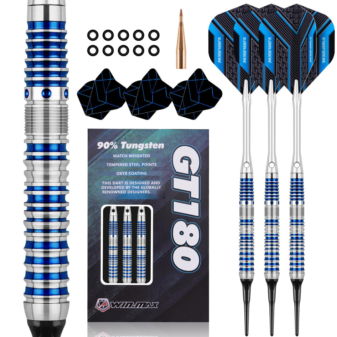WIN.MAX Dartpfeile 90% Tungsten 3 Stück 90% Wolfram 16-18 Gramm Dart professionelle Soft-Dartpfeile