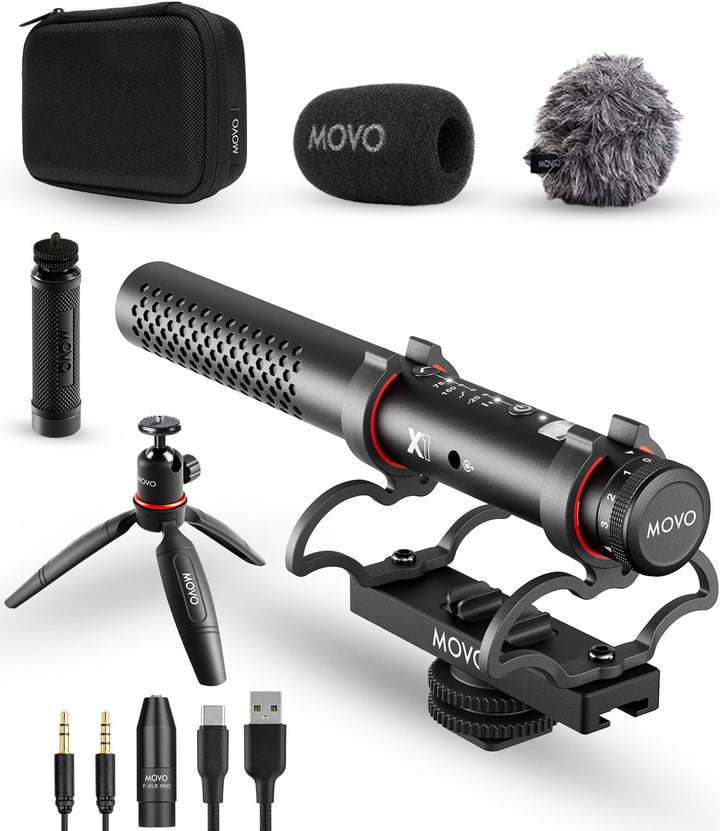 Movo X1 Supernierenmikrofon – 3,5 mm/XLR/USB-C-Kameramikrofon für DSLR, Smartphones und Computer – p