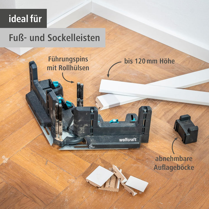 wolfcraft Schmiege und Gehrungsschneidlade PRO 6956000 / 2in1 Gehrungslade zum Schneiden von bis zu