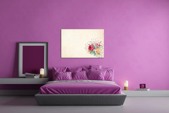 deyoli farbenfroher Blumenstrauss Format:75x50 cm als Leinwandbild, Motiv fertig gerahmt auf Echthol