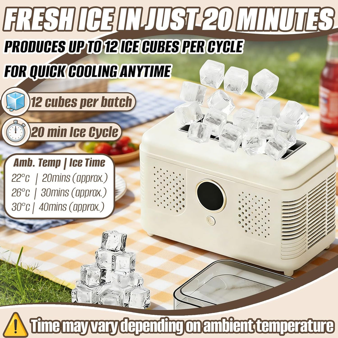 Tragbare Eiswürfelmaschine, 16 Eiswürfel Tisch Eisbereiter, Schnell in 15–20 Min, Hohl- &amp; Volleis wä