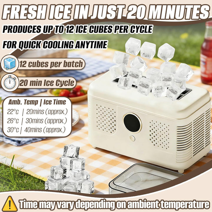 Tragbare Eiswürfelmaschine, 16 Eiswürfel Tisch Eisbereiter, Schnell in 15–20 Min, Hohl- &amp; Volleis wä