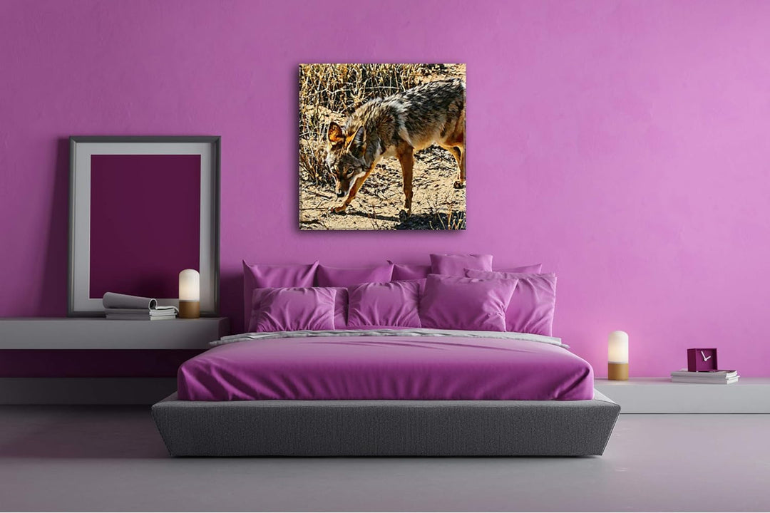 deyoli Fixierter Wolf in Wüstenlandschaft Format: 70x70 Effekt: Zeichnung als Leinwandbild, Motiv au