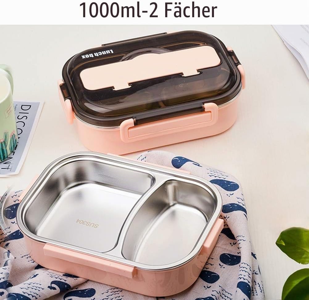Brotdose aus Edelstahl,Lunchbox mit 2/3/4/5 Fächern,mit Stäbchen und Löffel,Bento Box zum Wandern/Re
