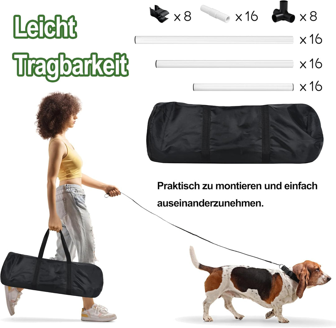 Weiss 4X Hürden für Hunde Agility-Ausrüstung Slalom Stangen Höhenverstellbar Slalom Training Trainin