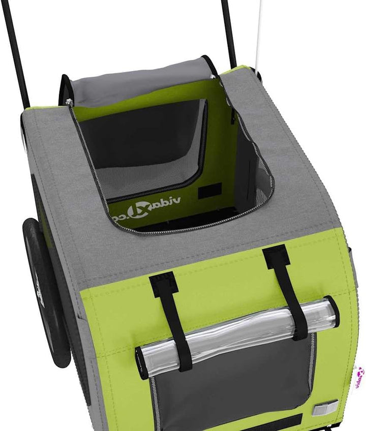 Fahrradanhänger für Haustiere Grün und Grau 125 x 53 x 54 cm aus Oxford Stoff und Eisen, 7,1 kg, 30