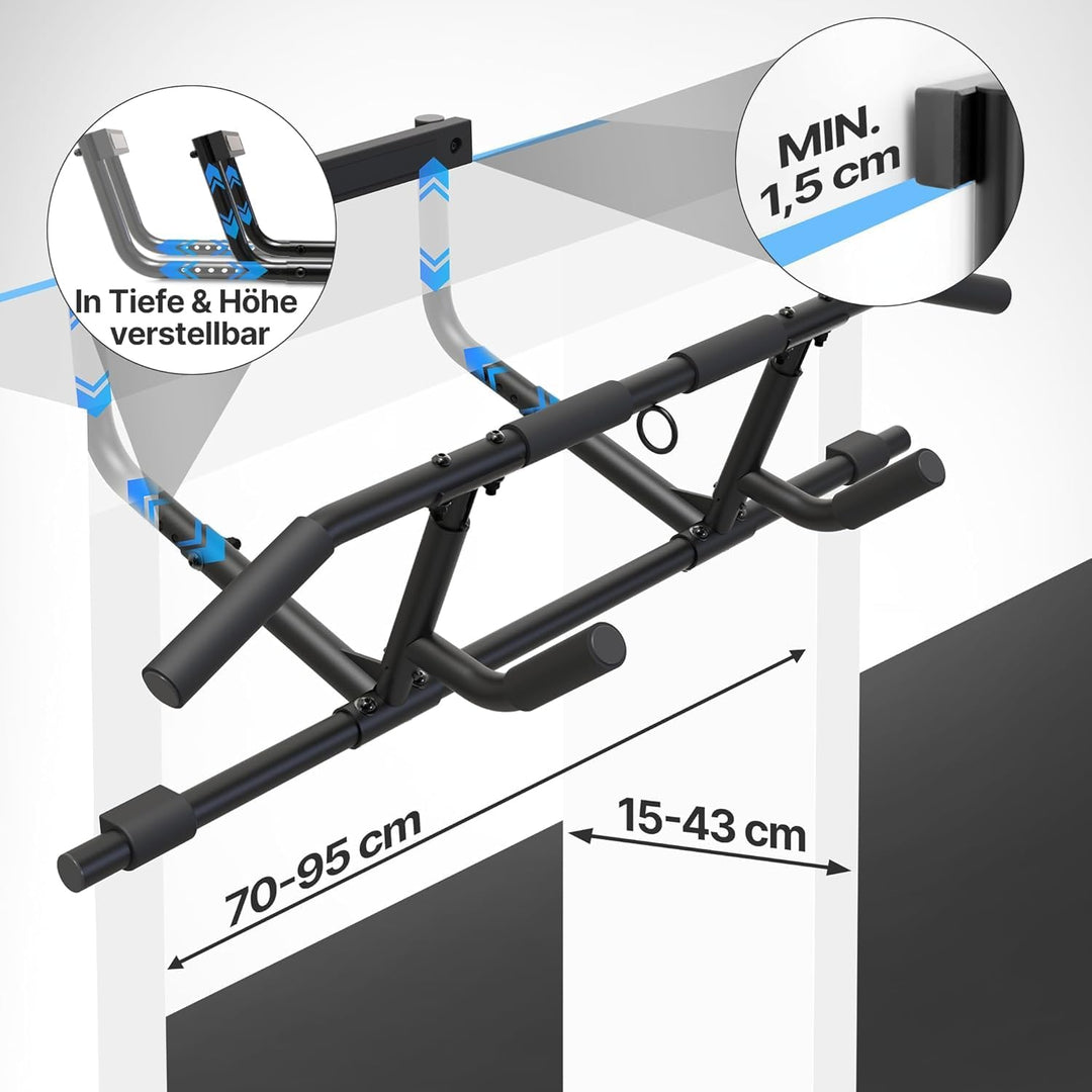 NEOLYMP Premium Klimmzugstange Türrahmen - Türreck mit einstellbarer Höhe, Breite & Tiefe 15–43 cm -