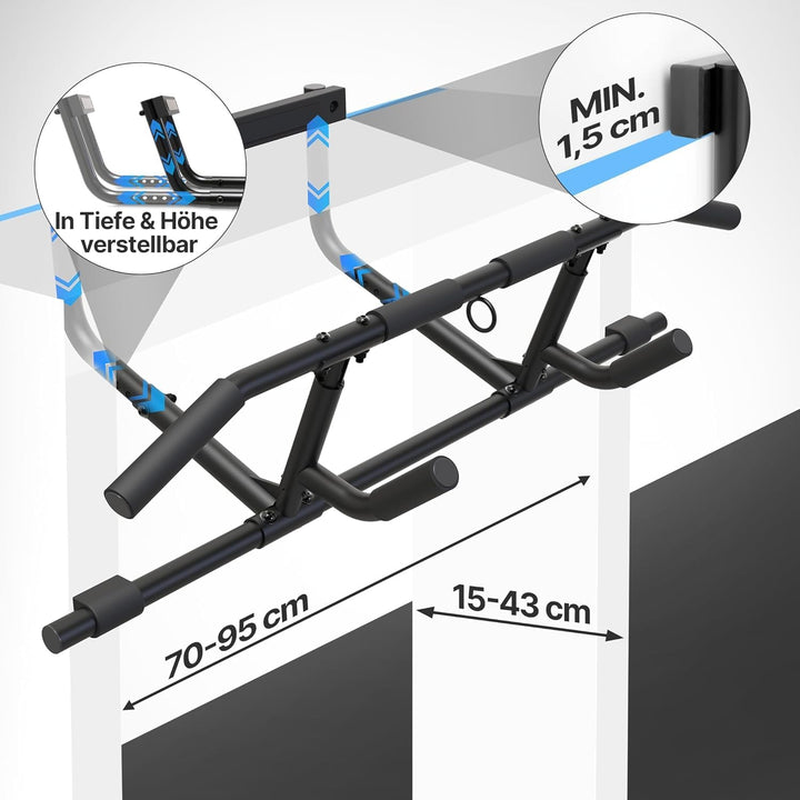 NEOLYMP Premium Klimmzugstange Türrahmen - Türreck mit einstellbarer Höhe, Breite & Tiefe 15–43 cm -