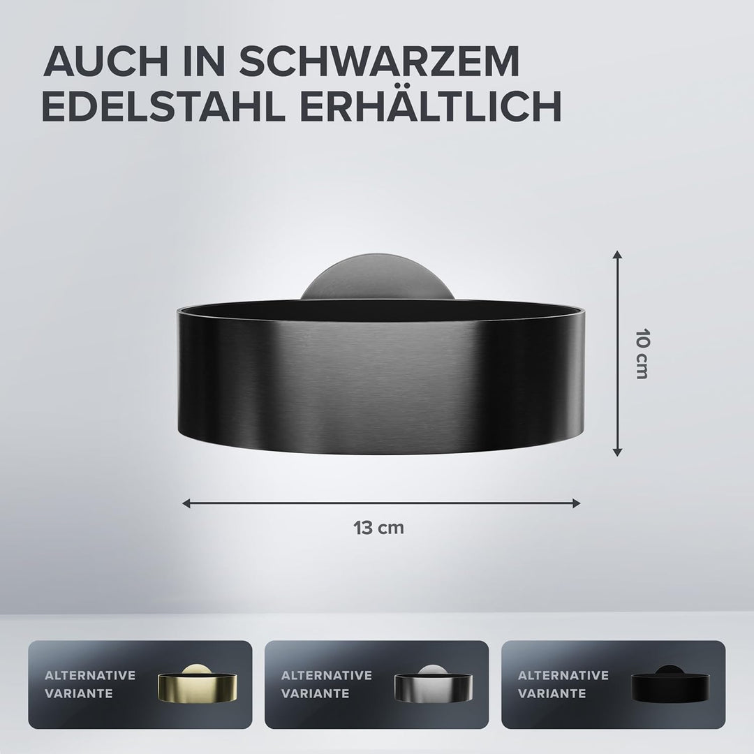 Haartrocknerhalter Mesmogtind | Edelstahl | Gunmetal | Wandmontage zum Bohren | mit Fönpolsterung |