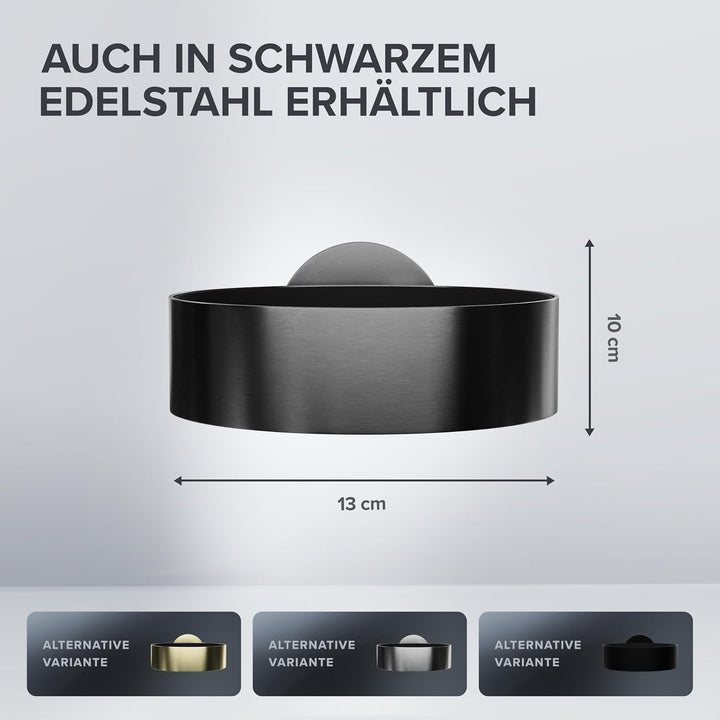 Haartrocknerhalter Mesmogtind | Edelstahl | Gunmetal | Wandmontage zum Bohren | mit Fönpolsterung |