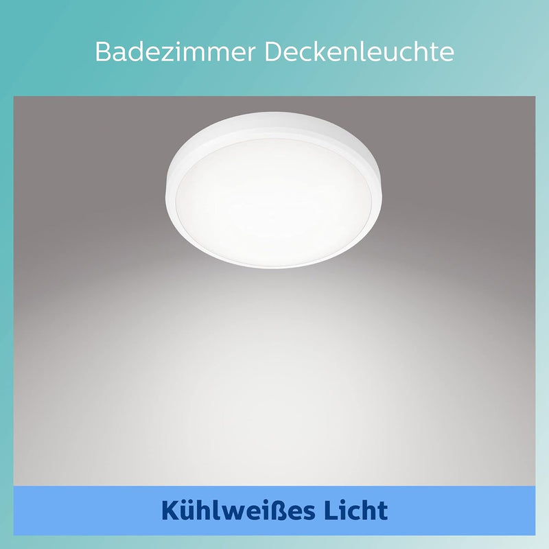 Philips LED Doris Deckenleuchte für das Badezimmer, 17W, IP44 Schutzklasse, kühlweisses Licht (4.000