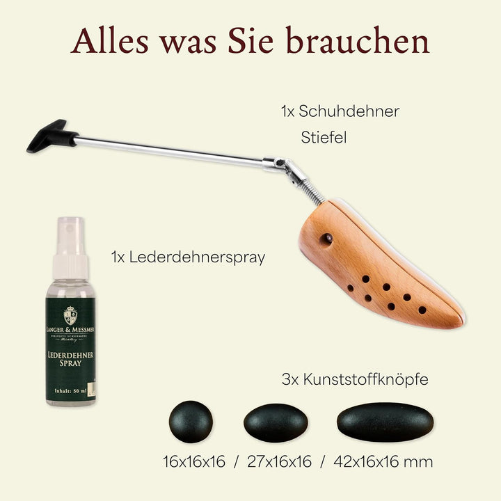 Langer &amp; Messmer Schuhdehner für Herren gegen drückende Schuhe oder Stiefel - gefertigt aus massivem