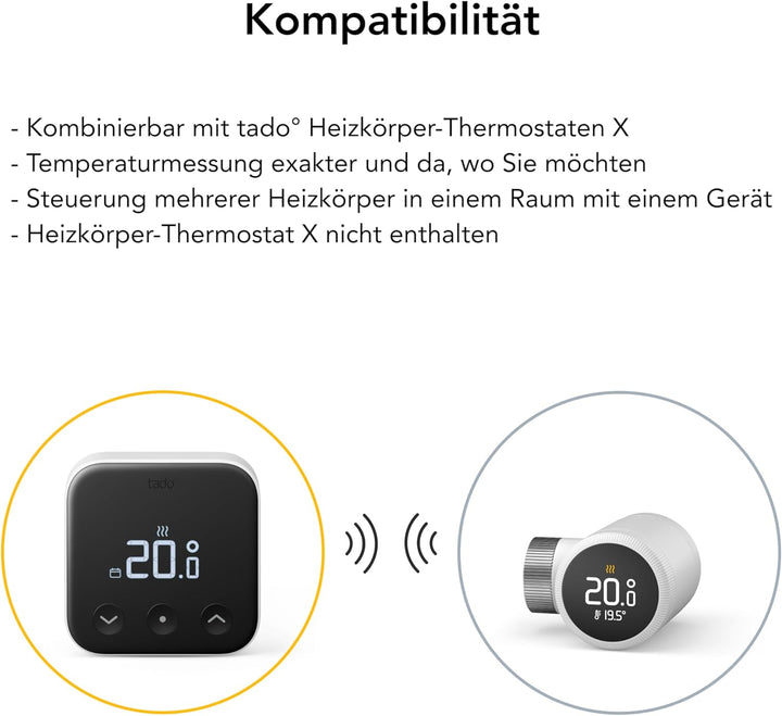 tado° Smartes Heizkörperthermostat X – Starter Kit mit Bridge X, Trio Pack & Funk-Temperatursensor,