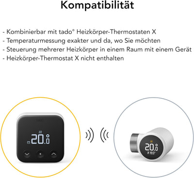 tado° Smartes Heizkörperthermostat X – Starter Kit mit Bridge X, Trio Pack & Funk-Temperatursensor,