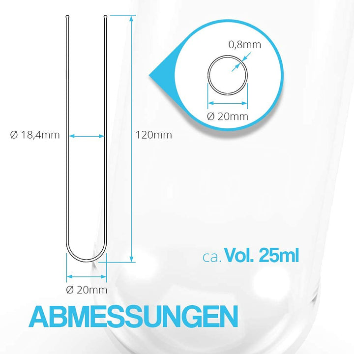 Tuuters 100x Glas Reagenzgläser mit Korken, dunkelbraun (120 x Ø20 mm), 120 x Ø20 mm