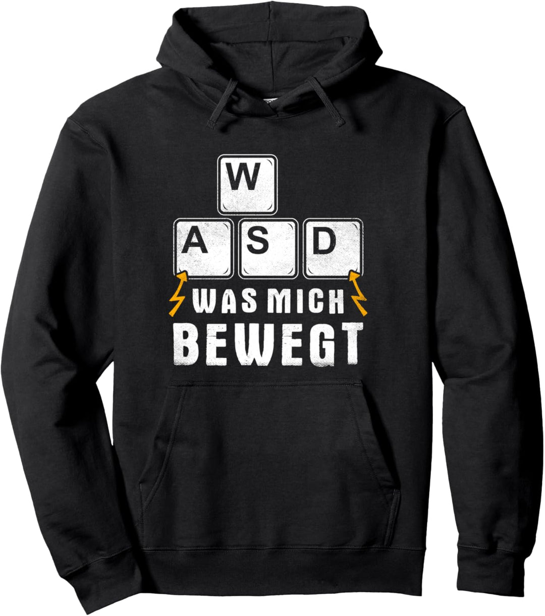 Was Mich Bewegt WASD Tastatur PC Gamer Spruch Gaming Pullover Hoodie