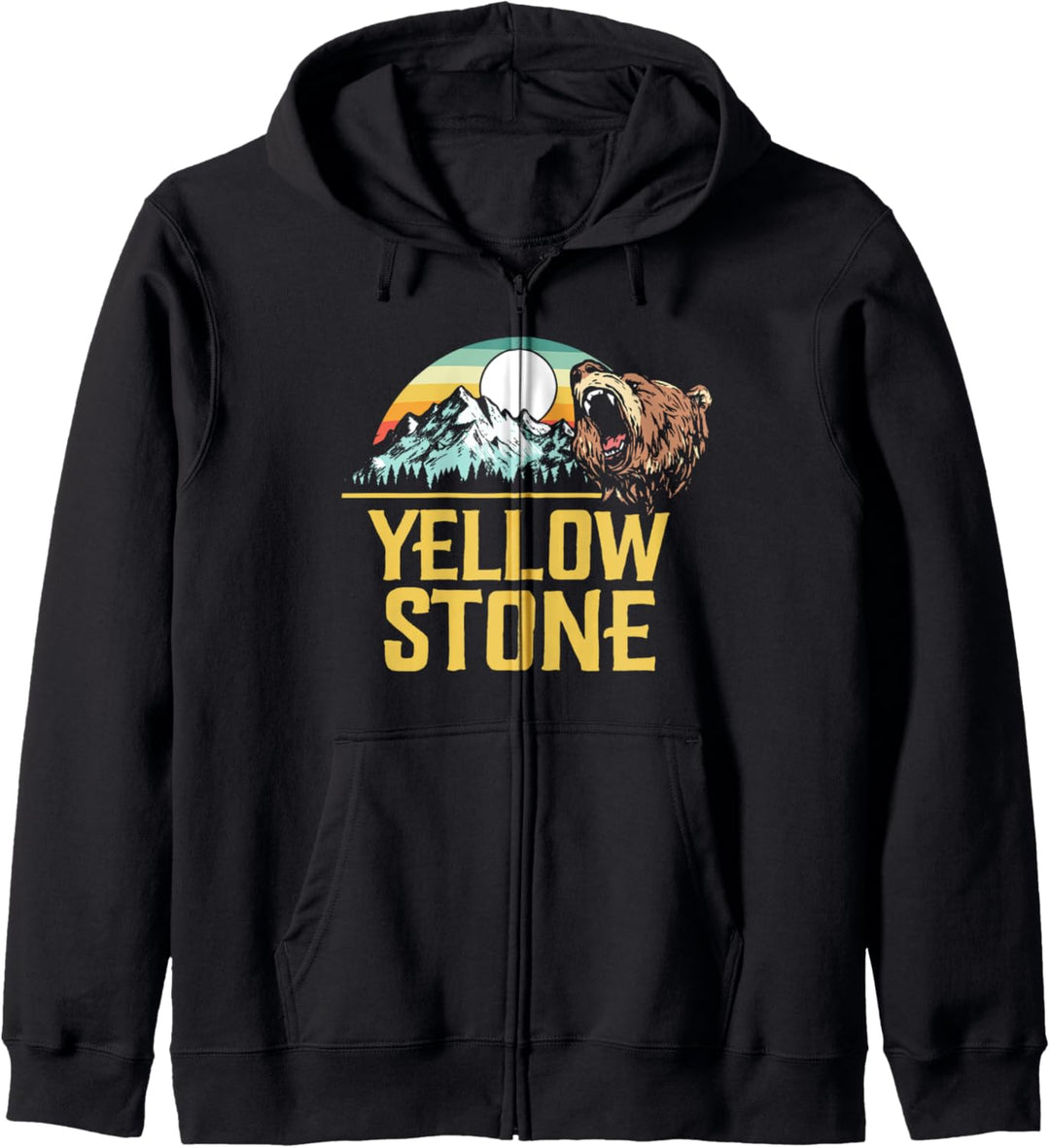 Yellowstone National Park Retro Roaring Grizzly 80's Style Kapuzenjacke