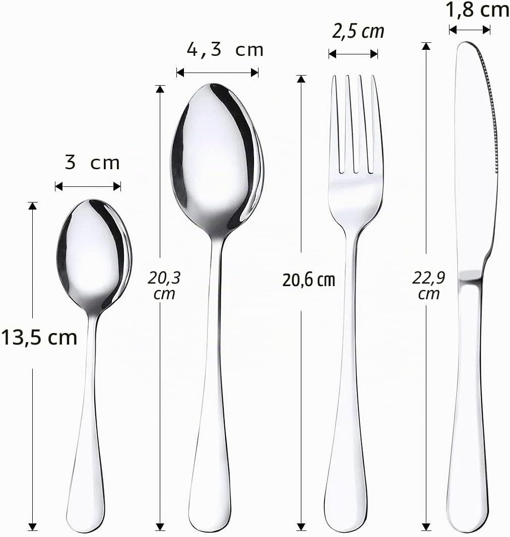 16-teilig Besteck Set Edelstahl Cutlery Inklusive Löffel Messer und Gabeln Besteckset Service für 4,