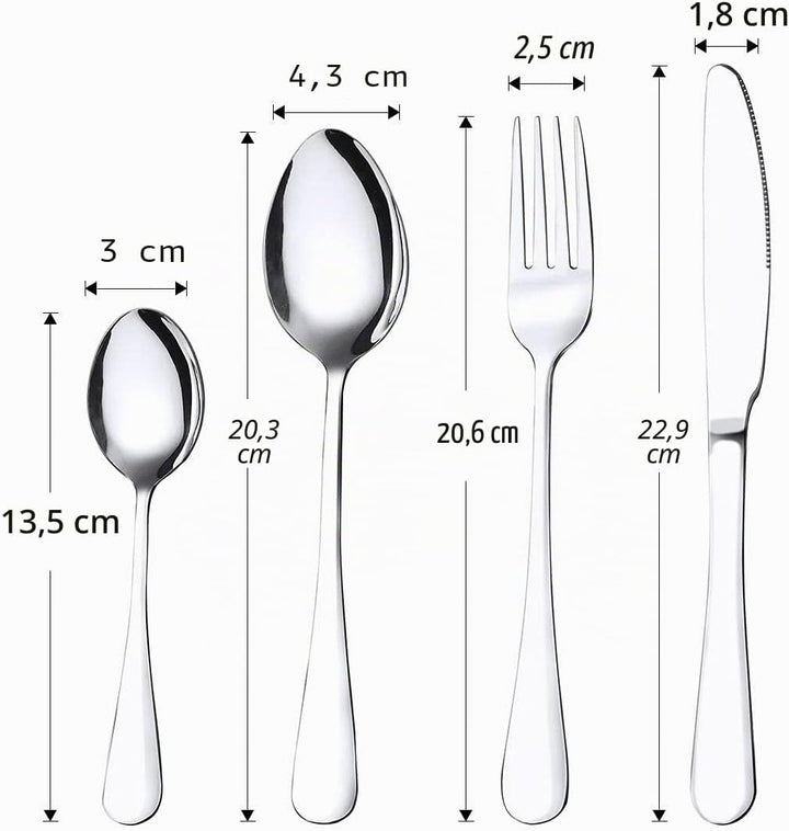 16-teilig Besteck Set Edelstahl Cutlery Inklusive Löffel Messer und Gabeln Besteckset Service für 4,