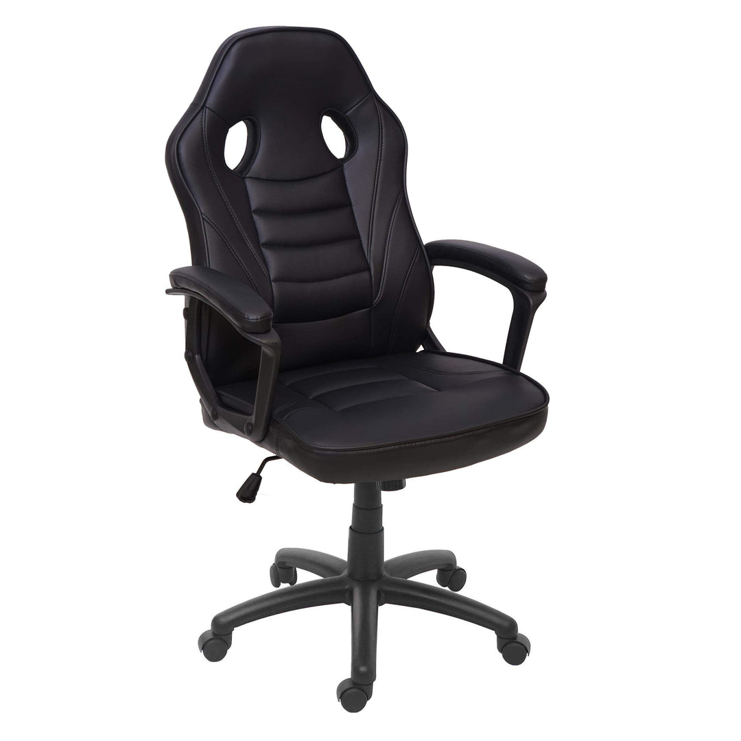 Mendler Bürostuhl HWC-F59, Schreibtischstuhl Drehstuhl Racing-Chair Gaming-Chair, Kunstleder - schwa