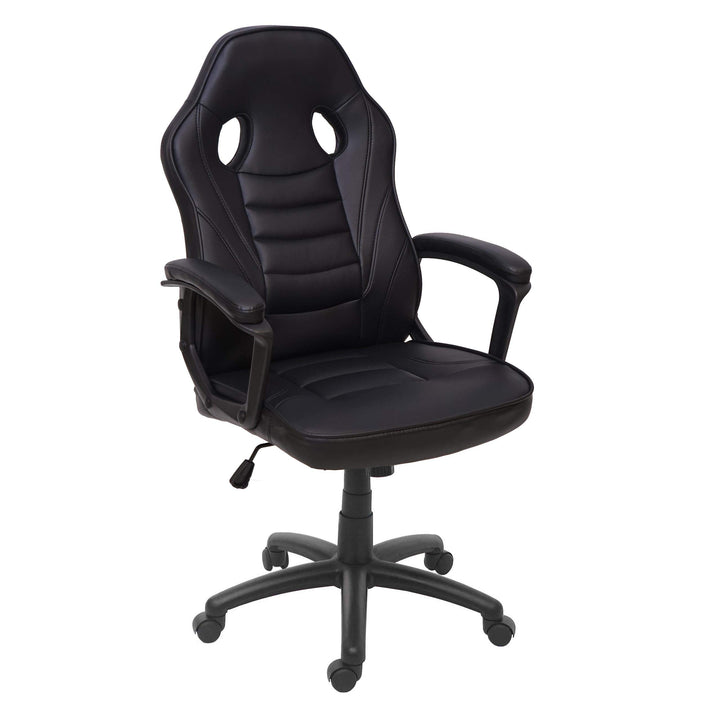 Mendler Bürostuhl HWC-F59, Schreibtischstuhl Drehstuhl Racing-Chair Gaming-Chair, Kunstleder - schwa