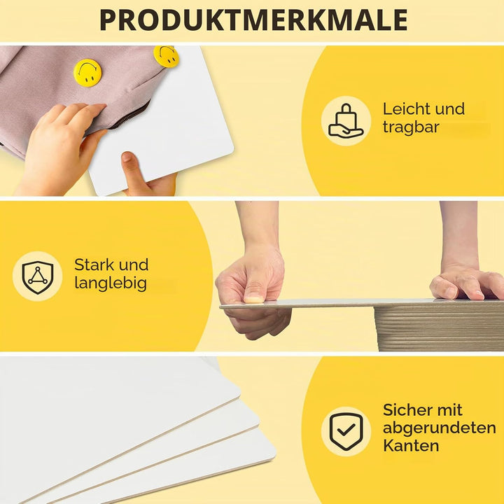 Ohuhu 6 Stück Whiteboard Klein A4, Doppelseitige Mini Whiteboard mit 6 Stiften und 6 Radiergummis, T