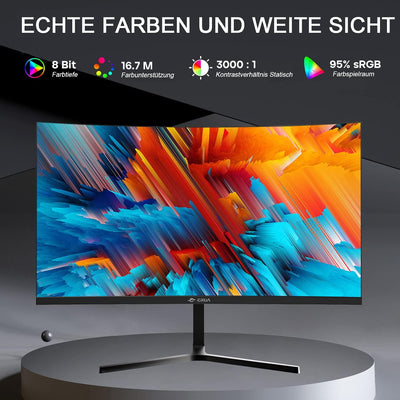 CRUA 24Zoll Curved Gaming-Monitor 144 Hz, 165 Hz 180HZ FHD 1080P PC-Monitor, Computerbildschirm unte