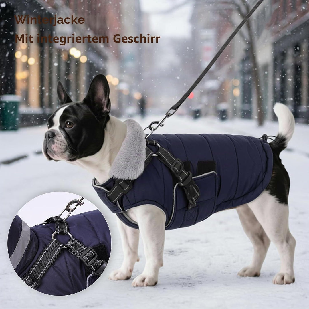 ASENKU Hundemantel Winter für Kleine, Mittel &amp; Grosse Hunde, Hundemantel mit Geschirr Wasserdicht Wi