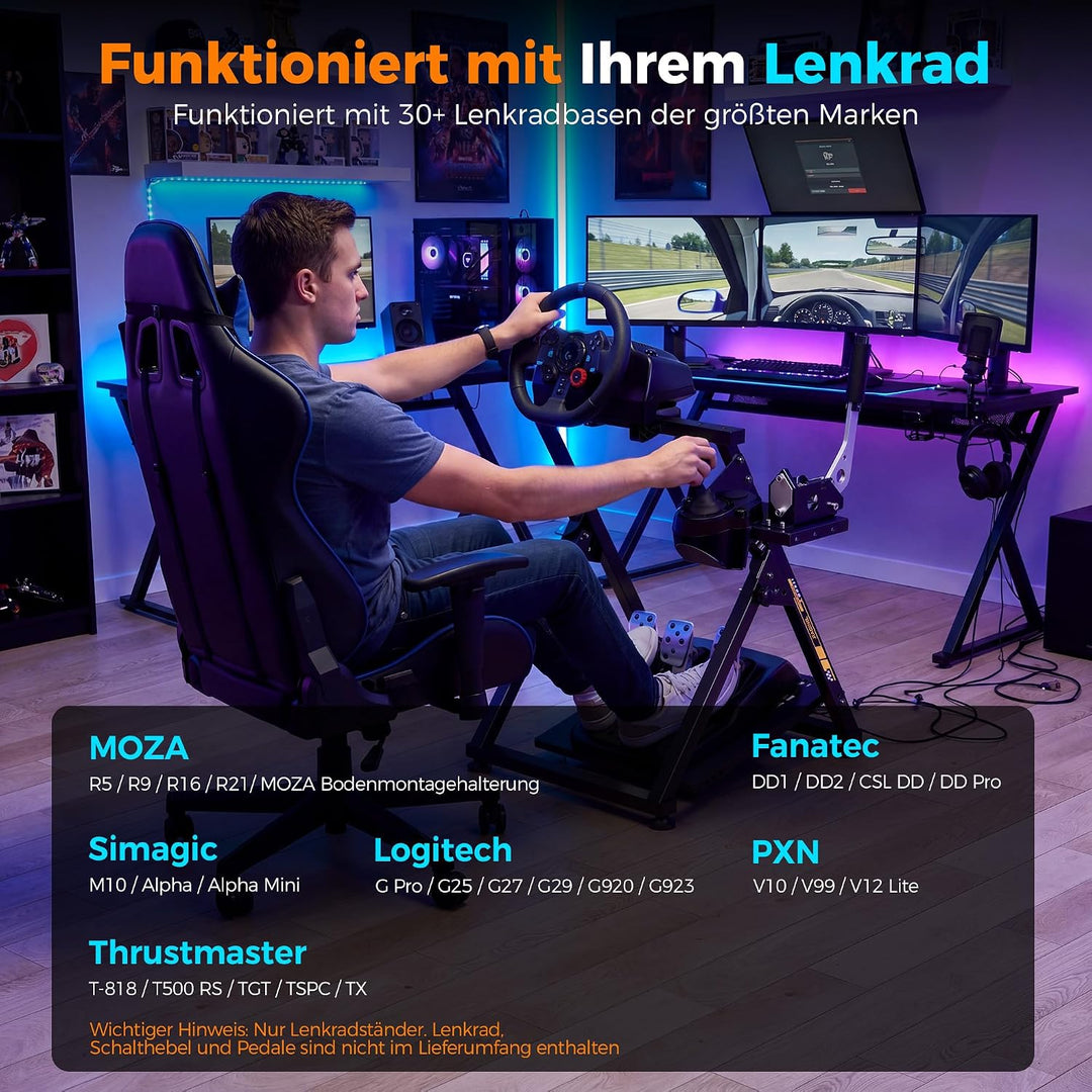 Faltbarer Lenkradständer, Höhenverstellbar, Racing Lenkrad Halterung | 31-Loch Lenkradplatte, 26-Loc