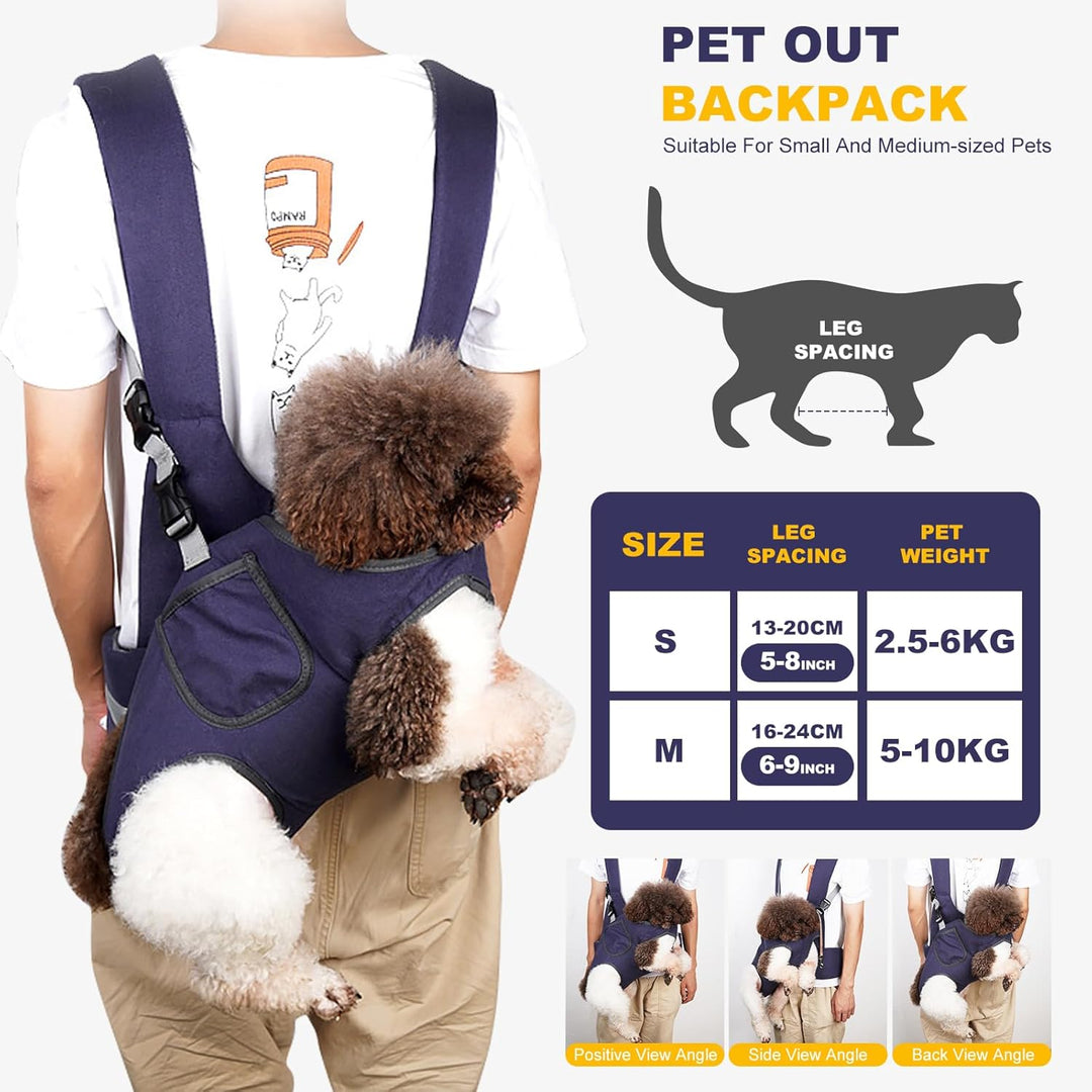 PETCUTE Haustier Rucksack Hund Tragetasche,Verstellbarer Haustier-Frontrucksack mit Sicherheitsleine