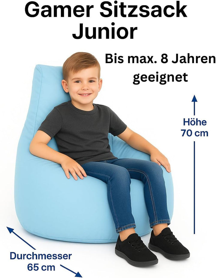 PATCH HOME Gamer Kissen & Lounge Sitzsack – befüllbar mit Reissverschluss, gefüllt mit Styropor, gee