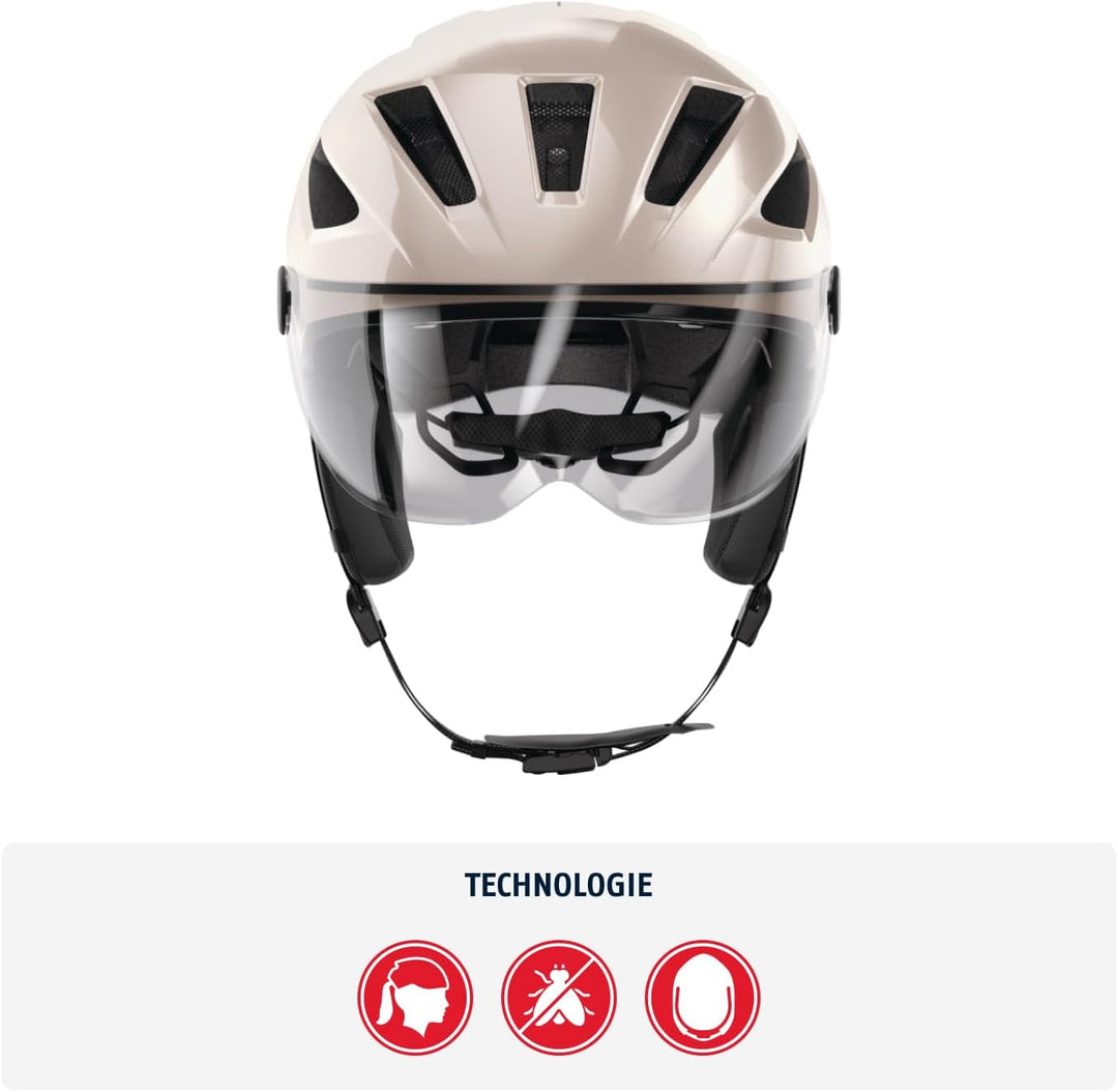 ABUS Stadthelm Pedelec 2.0 ACE - Fahrradhelm mit Rücklicht, Visier, Regenhaube, Ohrenschutz - für Da